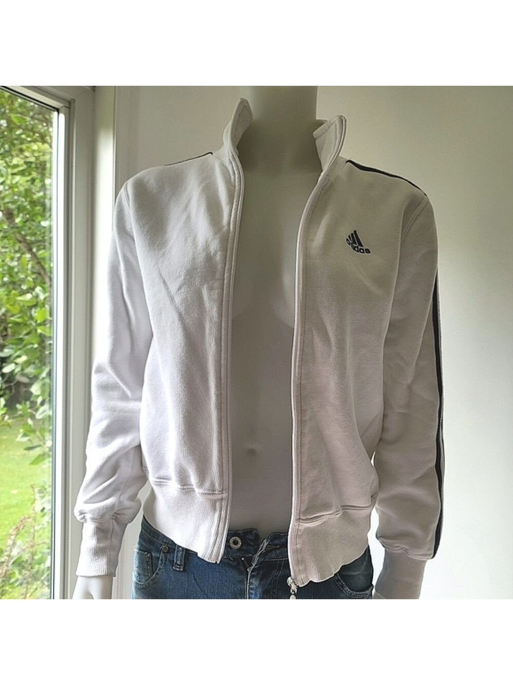 Adidas Full Zip Tricot Warm-Up Sweater Size M